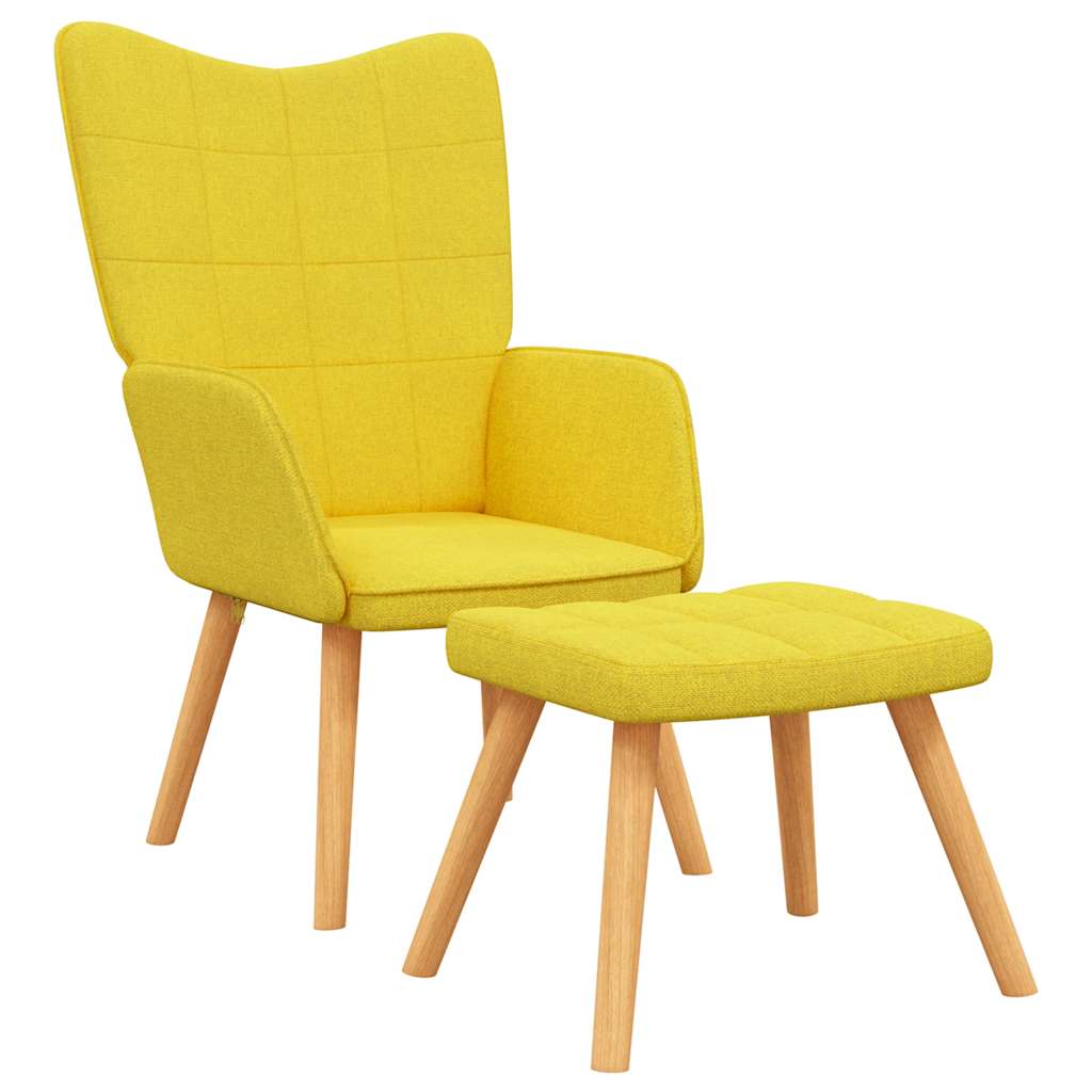 Relaxstoel met voetenbank stof mosterdgeel is nu te koop bij PeponiXL, paradijselijk wonen!