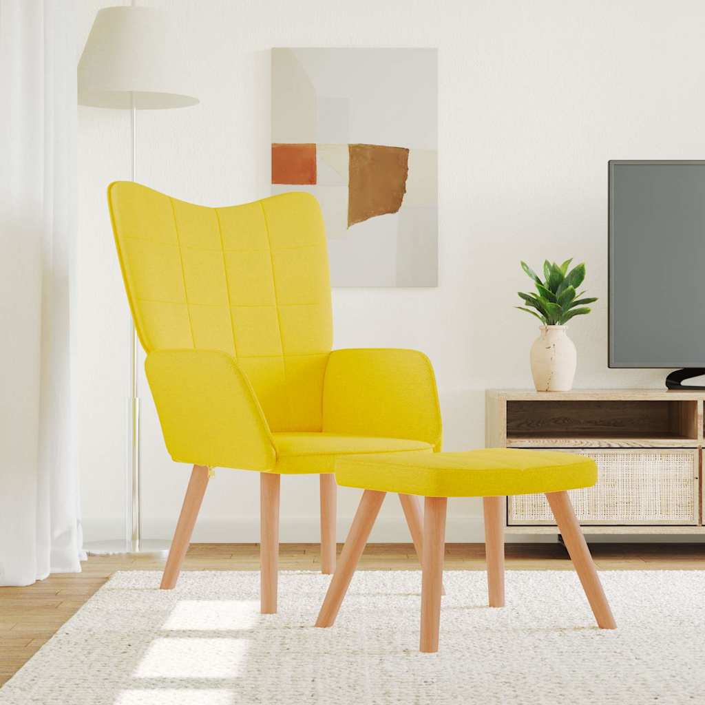 Relaxstoel met voetenbank stof mosterdgeel is nu te koop bij PeponiXL, paradijselijk wonen!