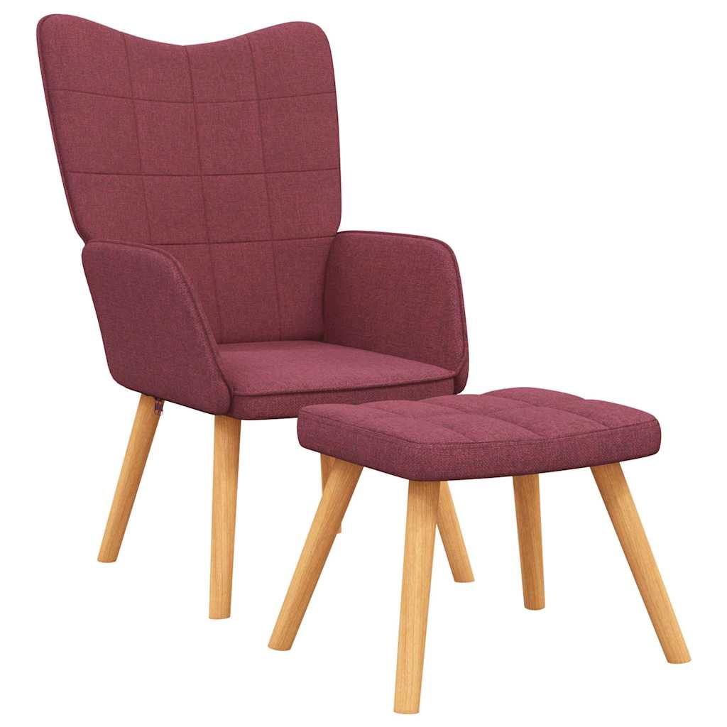 Relaxstoel met voetenbank stof wijnrood is nu te koop bij PeponiXL, paradijselijk wonen!