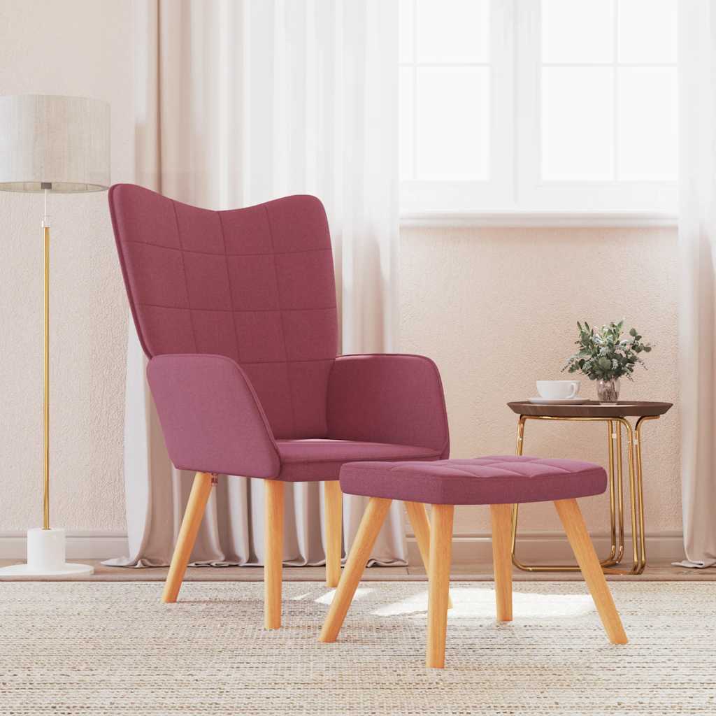 Relaxstoel met voetenbank stof wijnrood is nu te koop bij PeponiXL, paradijselijk wonen!