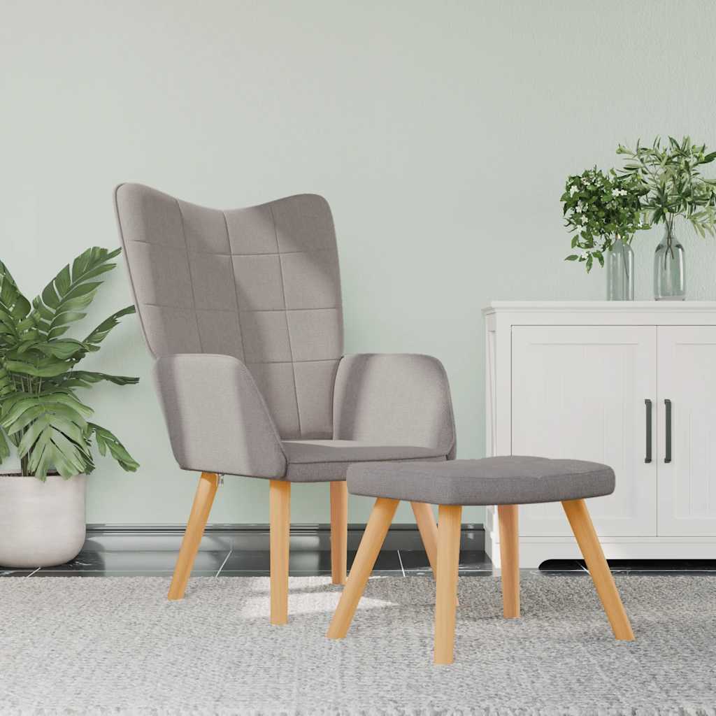 Relaxstoel met voetenbank stof taupe is nu te koop bij PeponiXL, paradijselijk wonen!
