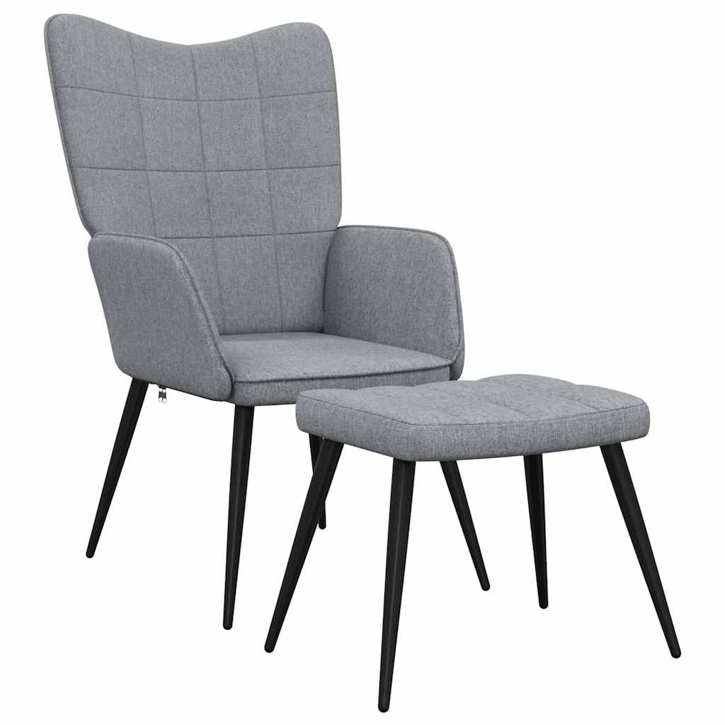 Relaxstoel met voetenbank stof lichtgrijs is nu te koop bij PeponiXL, paradijselijk wonen!