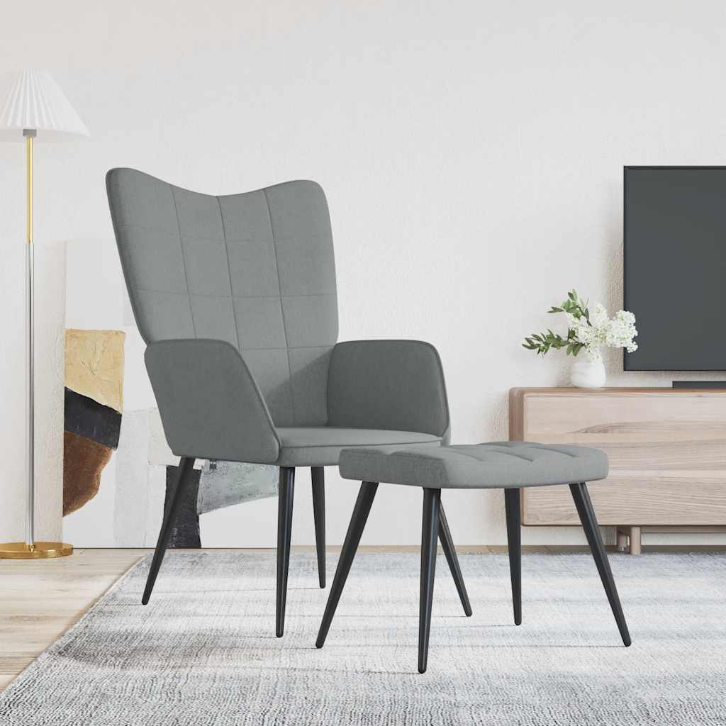Relaxstoel met voetenbank stof lichtgrijs is nu te koop bij PeponiXL, paradijselijk wonen!