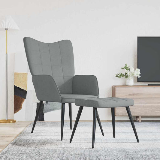 Relaxstoel met voetenbank stof lichtgrijs is nu te koop bij PeponiXL, paradijselijk wonen!