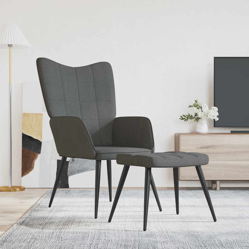 Relaxstoel met voetenbank stof donkergrijs is nu te koop bij PeponiXL, paradijselijk wonen!