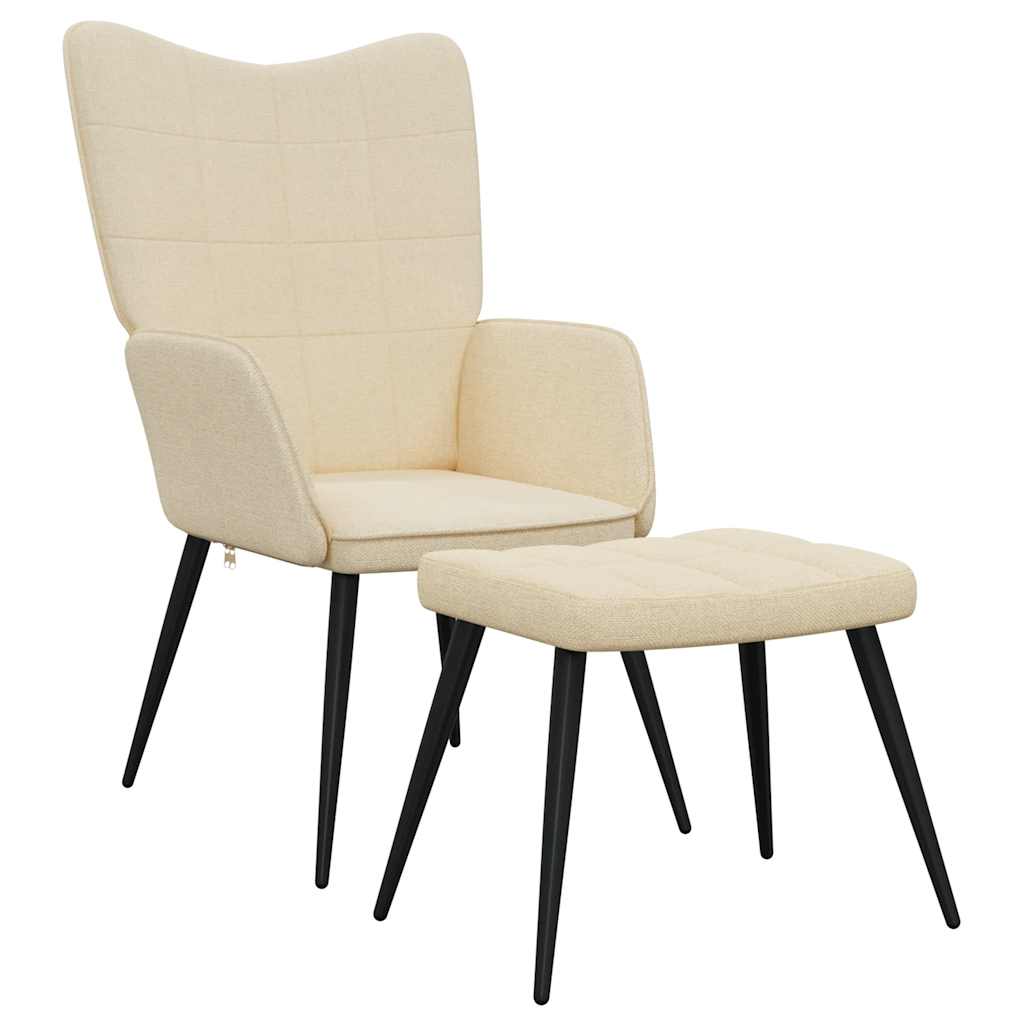 Relaxstoel met voetenbank stof crèmekleurig is nu te koop bij PeponiXL, paradijselijk wonen!