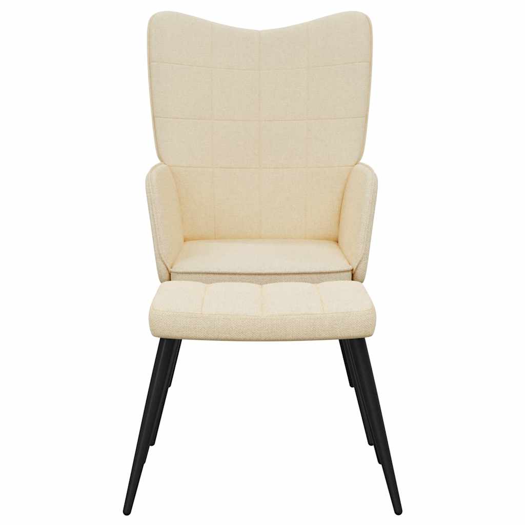 Relaxstoel met voetenbank stof crèmekleurig is nu te koop bij PeponiXL, paradijselijk wonen!