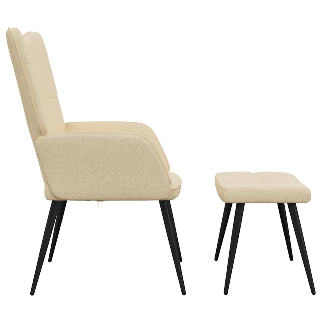 Relaxstoel met voetenbank stof crèmekleurig is nu te koop bij PeponiXL, paradijselijk wonen!
