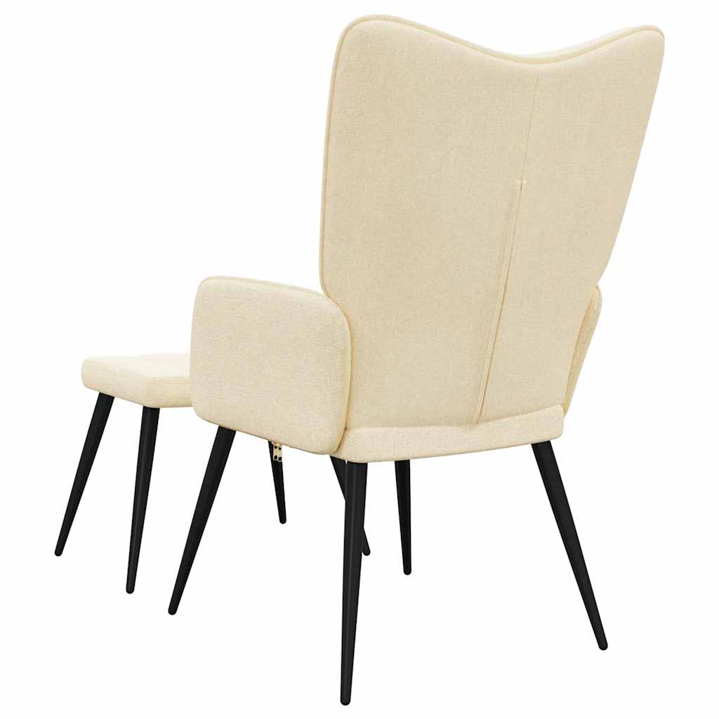 Relaxstoel met voetenbank stof crèmekleurig is nu te koop bij PeponiXL, paradijselijk wonen!
