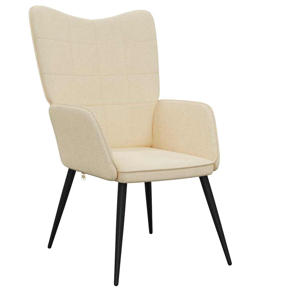 Relaxstoel met voetenbank stof crèmekleurig is nu te koop bij PeponiXL, paradijselijk wonen!