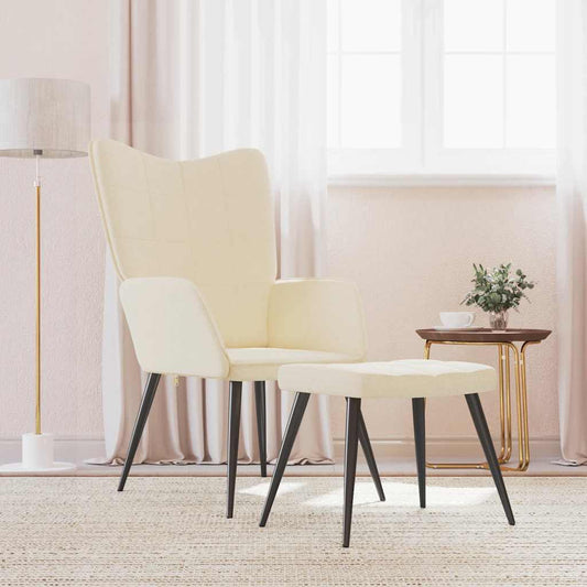 Relaxstoel met voetenbank stof crèmekleurig is nu te koop bij PeponiXL, paradijselijk wonen!