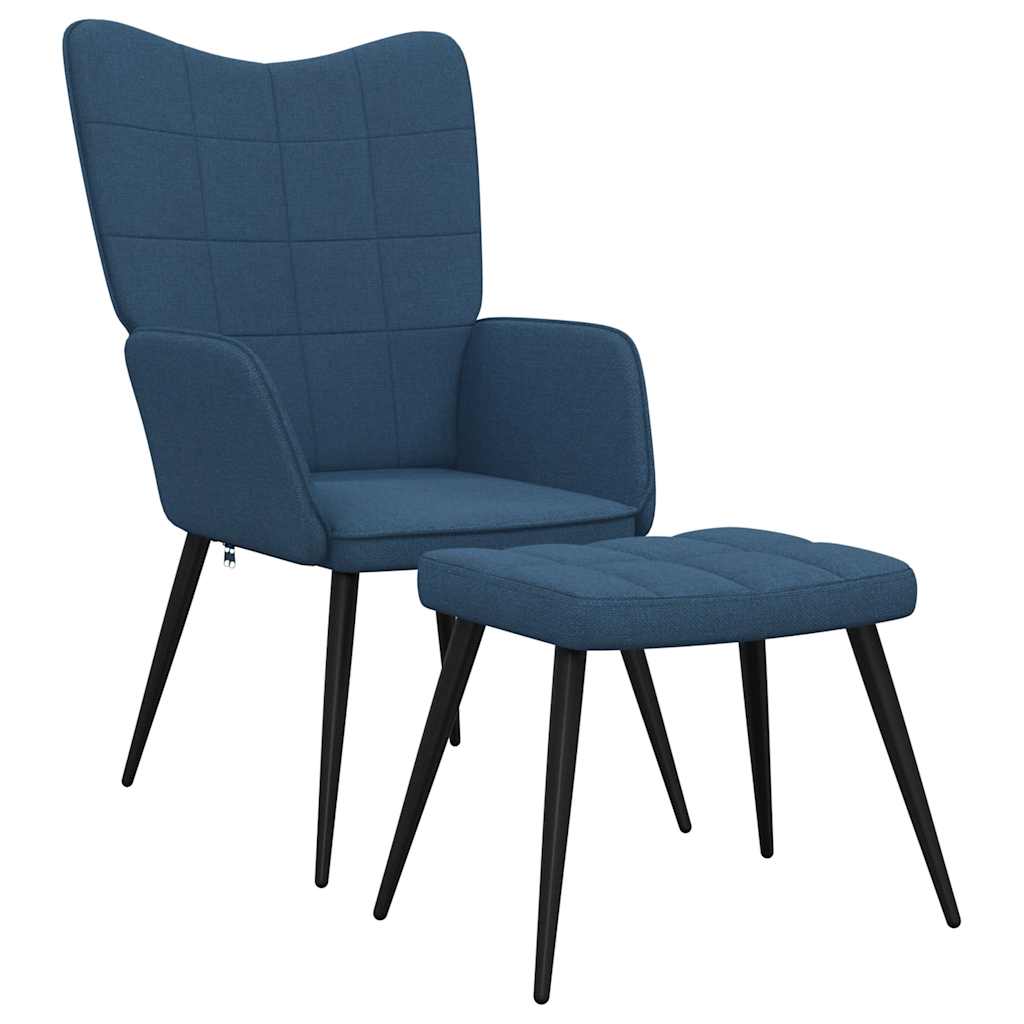 Relaxstoel met voetenbank stof blauw is nu te koop bij PeponiXL, paradijselijk wonen!