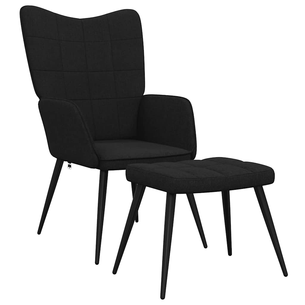 Relaxstoel met voetenbank stof zwart is nu te koop bij PeponiXL, paradijselijk wonen!
