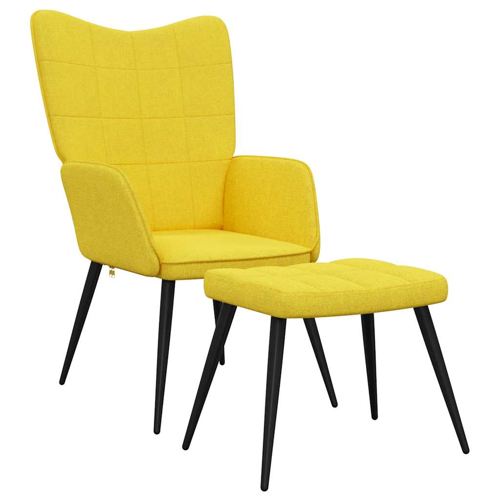 Relaxstoel met voetenbank stof mosterdgeel is nu te koop bij PeponiXL, paradijselijk wonen!