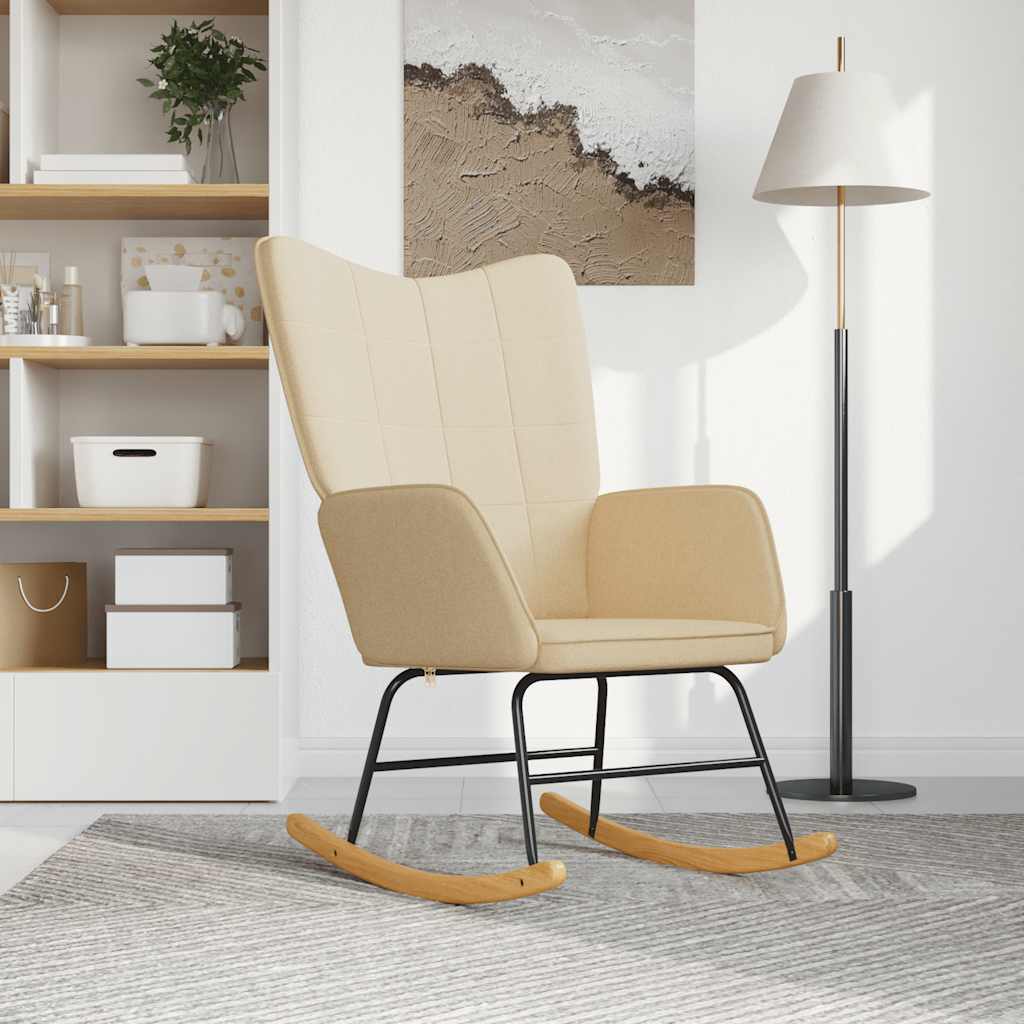 Schommelstoel stof crèmekleurig is nu te koop bij PeponiXL, paradijselijk wonen!