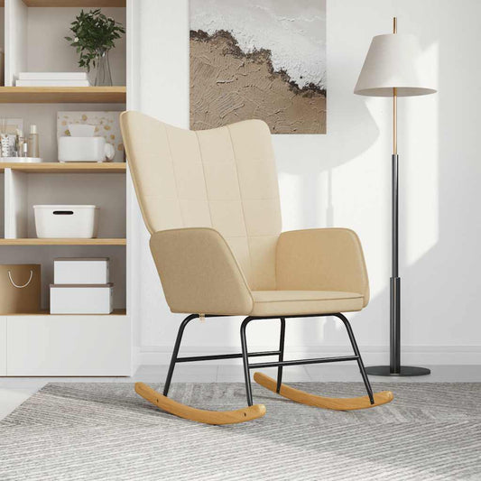 Schommelstoel stof crèmekleurig is nu te koop bij PeponiXL, paradijselijk wonen!