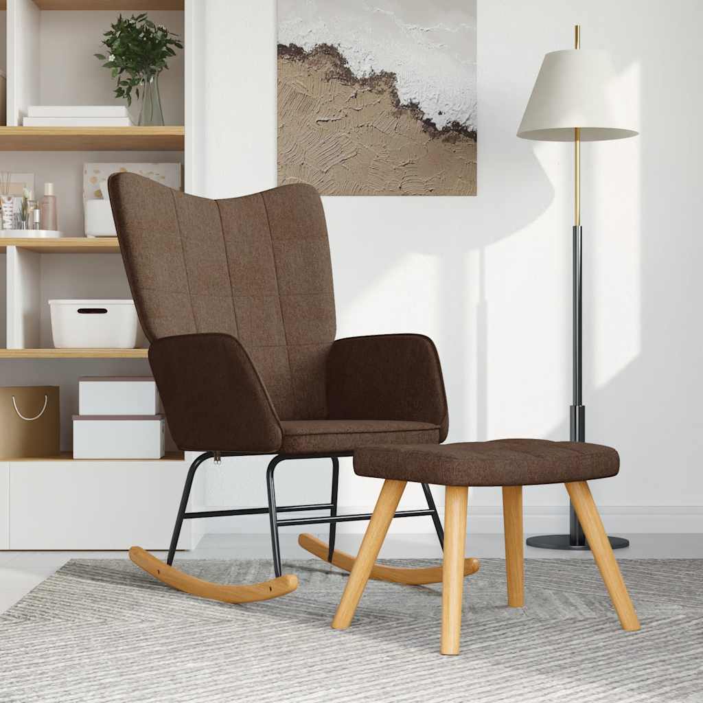 Schommelstoel met voetenbank stof bruin is nu te koop bij PeponiXL, paradijselijk wonen!