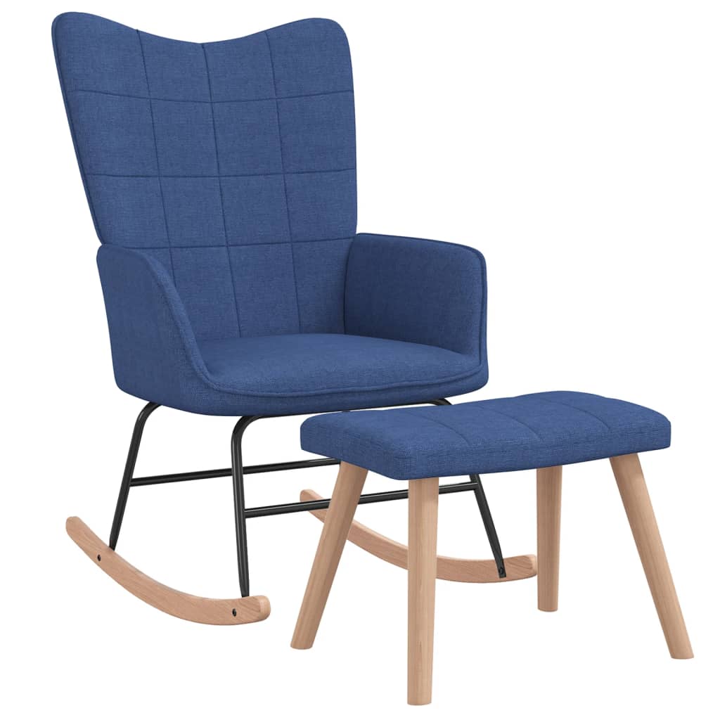 Schommelstoel met voetenbank stof blauw is nu te koop bij PeponiXL, paradijselijk wonen!