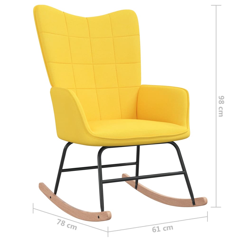 Schommelstoel met voetenbank stof mosterdgeel is nu te koop bij PeponiXL, paradijselijk wonen!