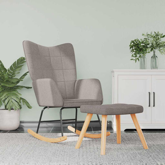 Schommelstoel met voetenbank stof taupe is nu te koop bij PeponiXL, paradijselijk wonen!