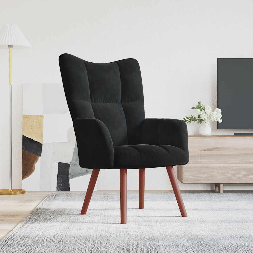 Relaxstoel fluweel zwart is nu te koop bij PeponiXL, paradijselijk wonen!