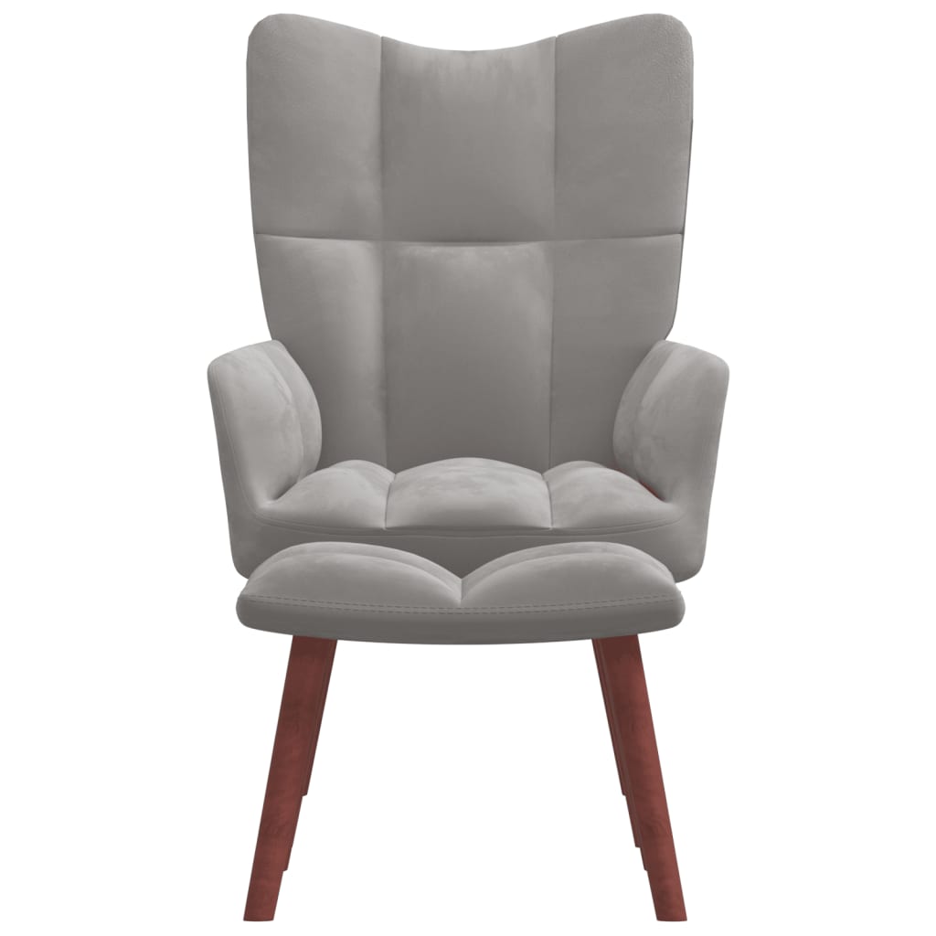 Relaxstoel met voetenbank fluweel lichtgrijs is nu te koop bij PeponiXL, paradijselijk wonen!