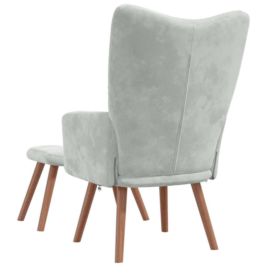Relaxstoel met voetenbank fluweel lichtgrijs is nu te koop bij PeponiXL, paradijselijk wonen!