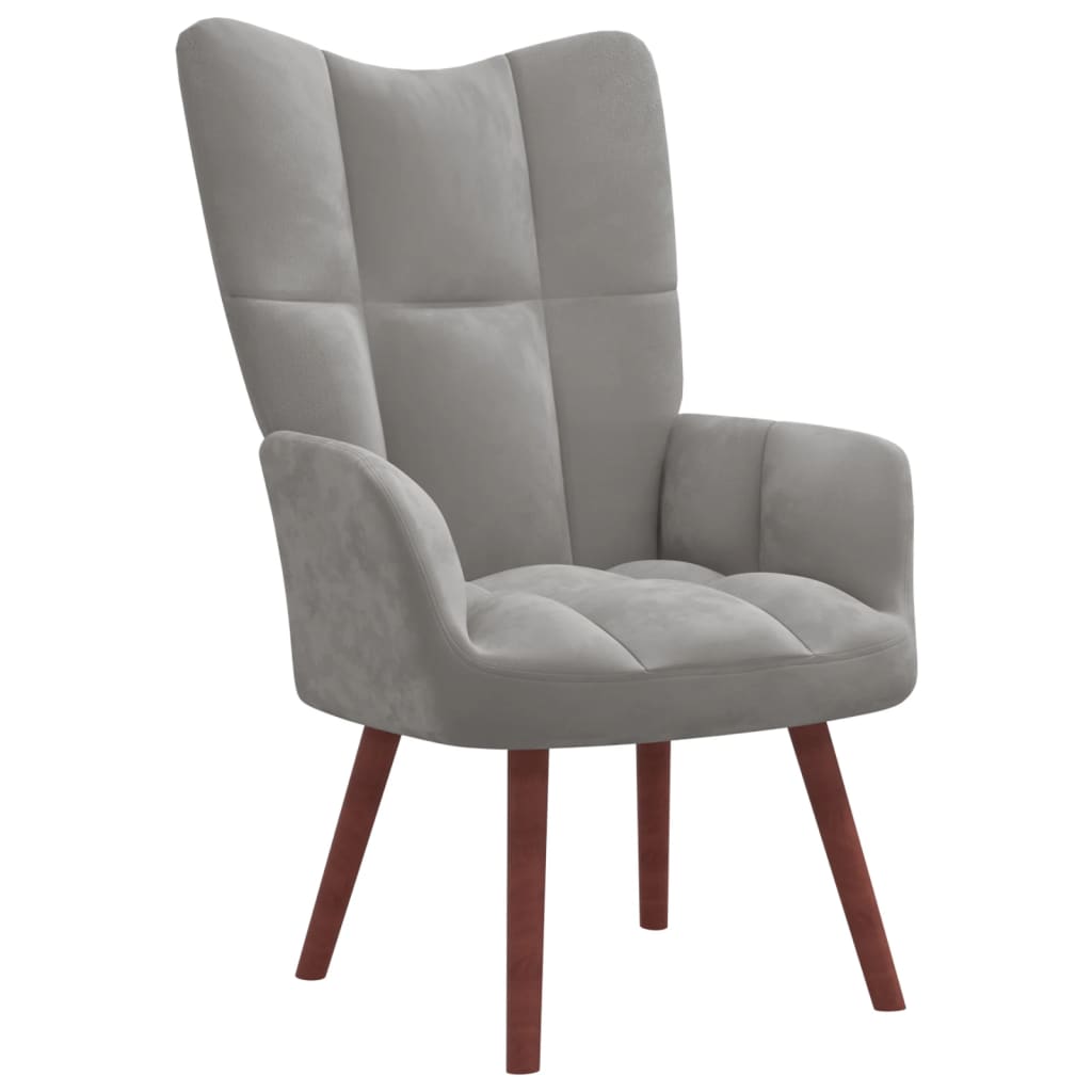 Relaxstoel met voetenbank fluweel lichtgrijs is nu te koop bij PeponiXL, paradijselijk wonen!
