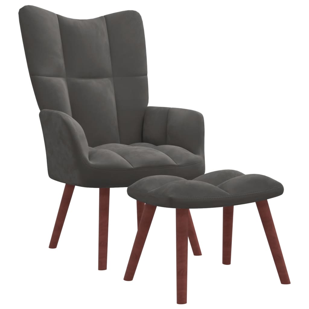 Relaxstoel met voetenbank fluweel donkergrijs is nu te koop bij PeponiXL, paradijselijk wonen!