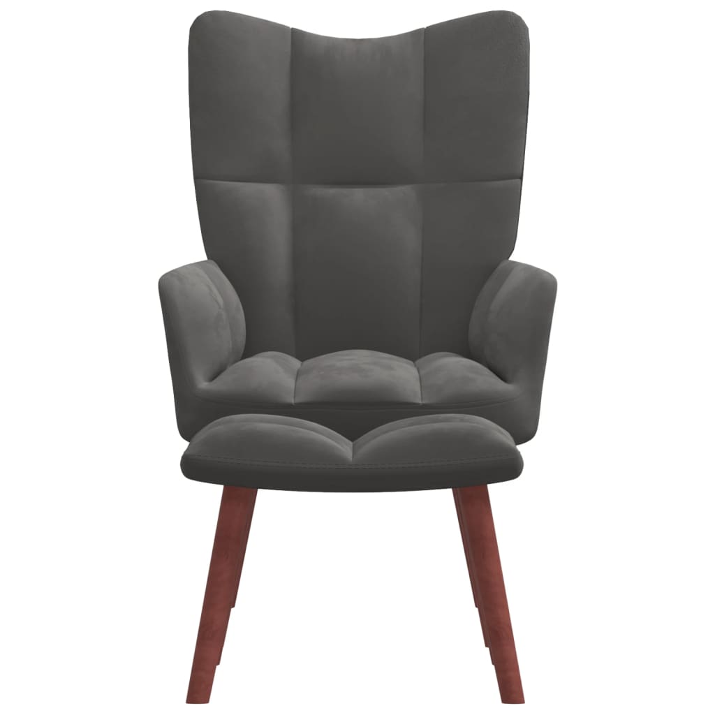 Relaxstoel met voetenbank fluweel donkergrijs is nu te koop bij PeponiXL, paradijselijk wonen!