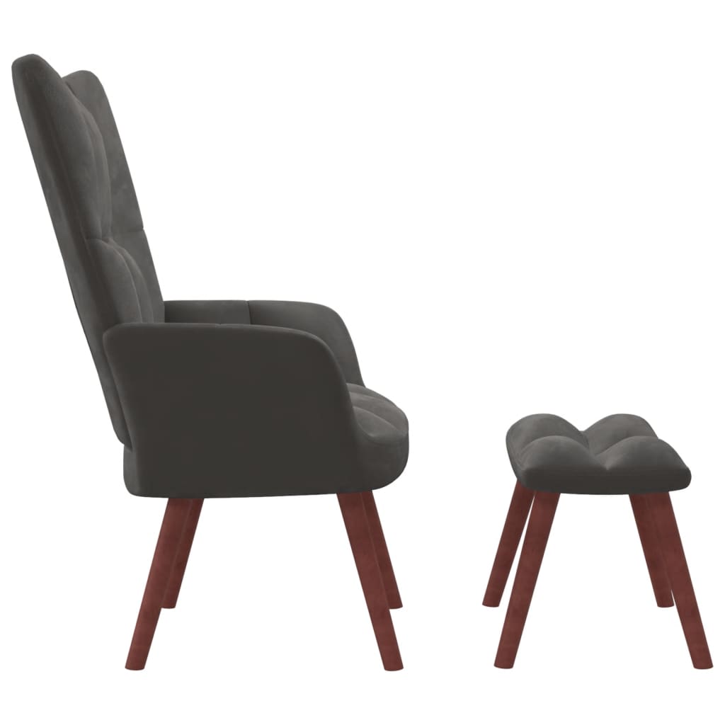 Relaxstoel met voetenbank fluweel donkergrijs is nu te koop bij PeponiXL, paradijselijk wonen!