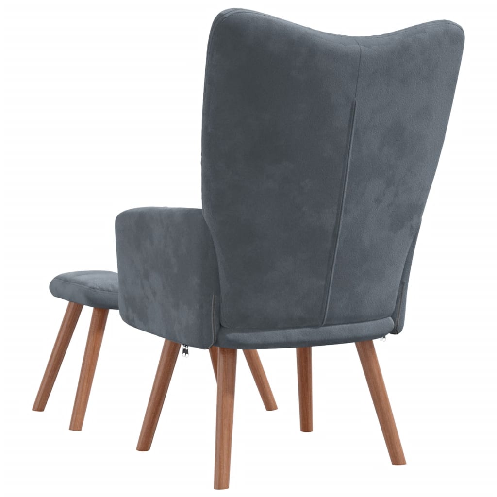Relaxstoel met voetenbank fluweel donkergrijs is nu te koop bij PeponiXL, paradijselijk wonen!