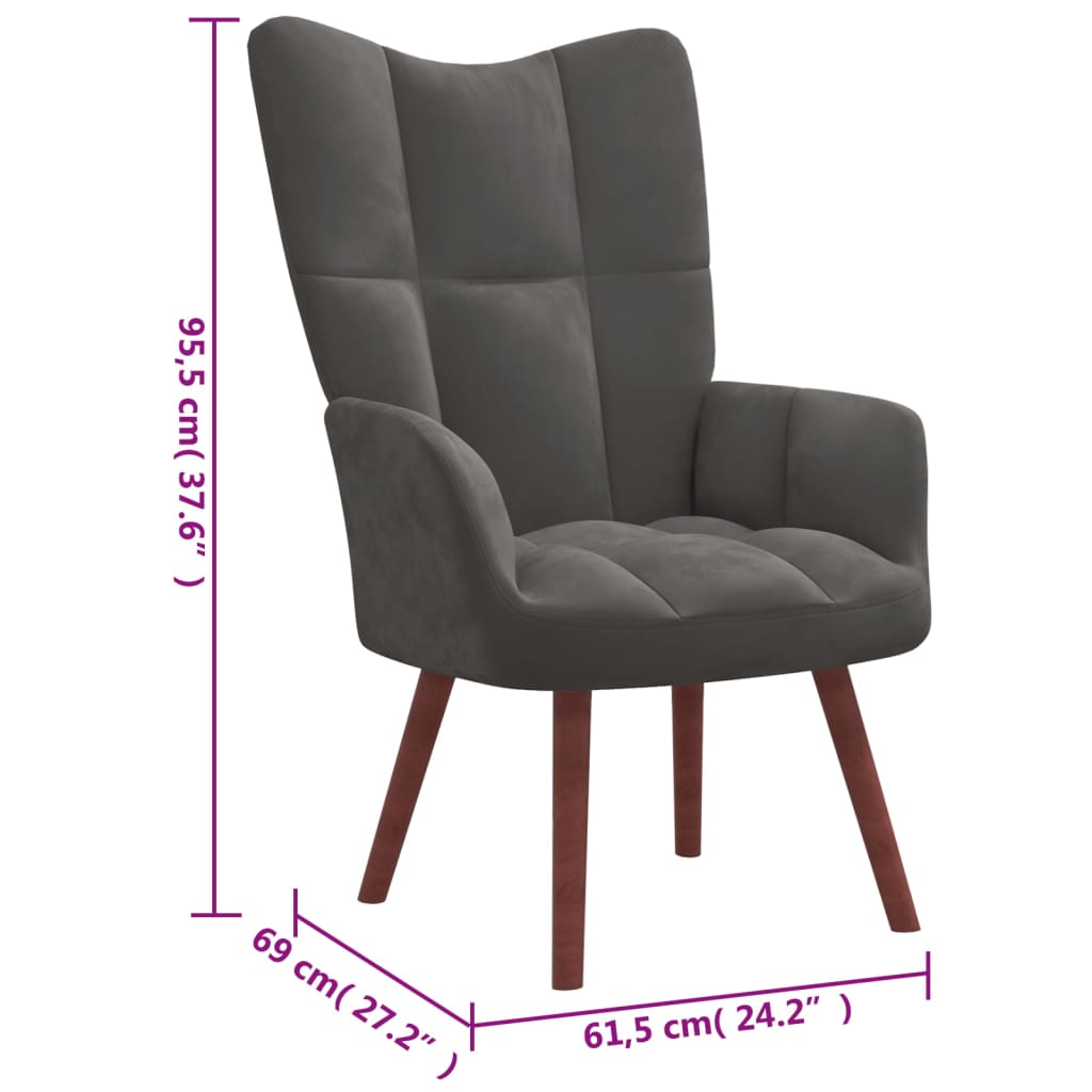 Relaxstoel met voetenbank fluweel donkergrijs is nu te koop bij PeponiXL, paradijselijk wonen!
