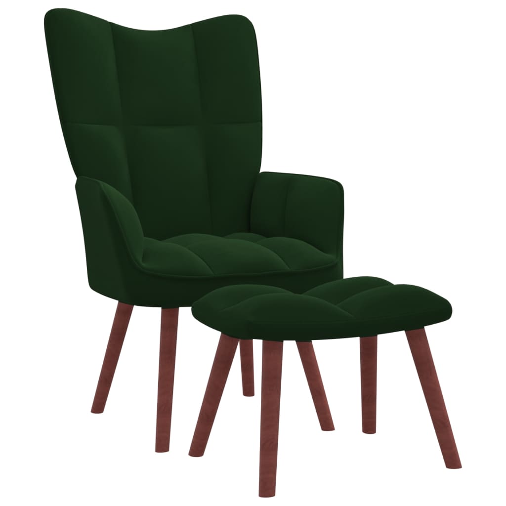 Relaxstoel met voetenbank fluweel donkergroen is nu te koop bij PeponiXL, paradijselijk wonen!