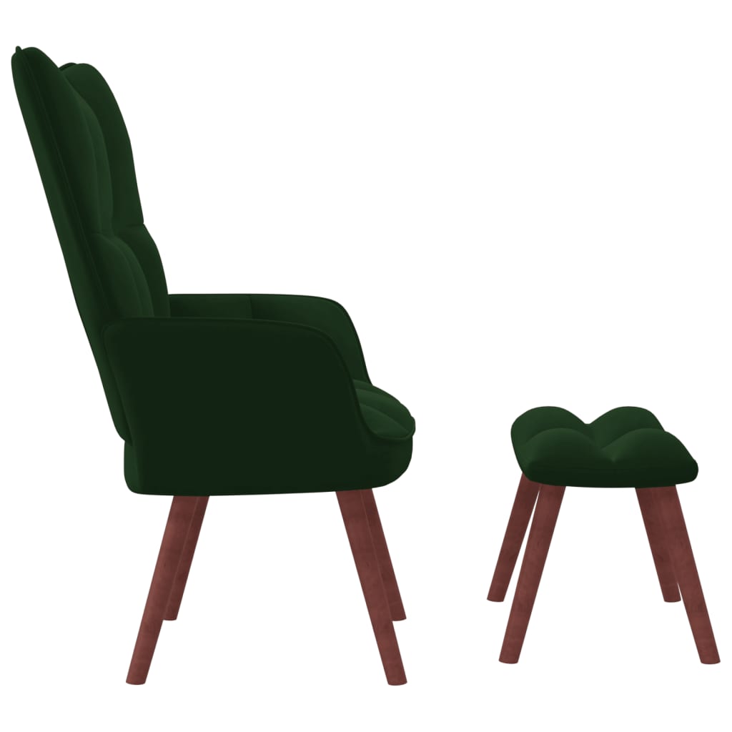 Relaxstoel met voetenbank fluweel donkergroen is nu te koop bij PeponiXL, paradijselijk wonen!