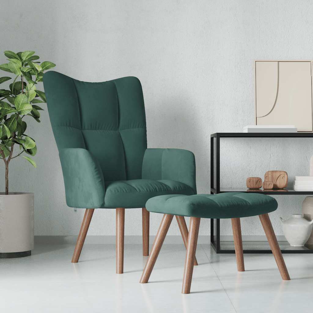 Relaxstoel met voetenbank fluweel donkergroen is nu te koop bij PeponiXL, paradijselijk wonen!