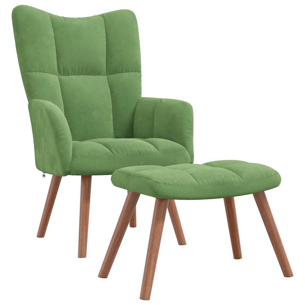 Relaxstoel met voetenbank fluweel lichtgroen is nu te koop bij PeponiXL, paradijselijk wonen!