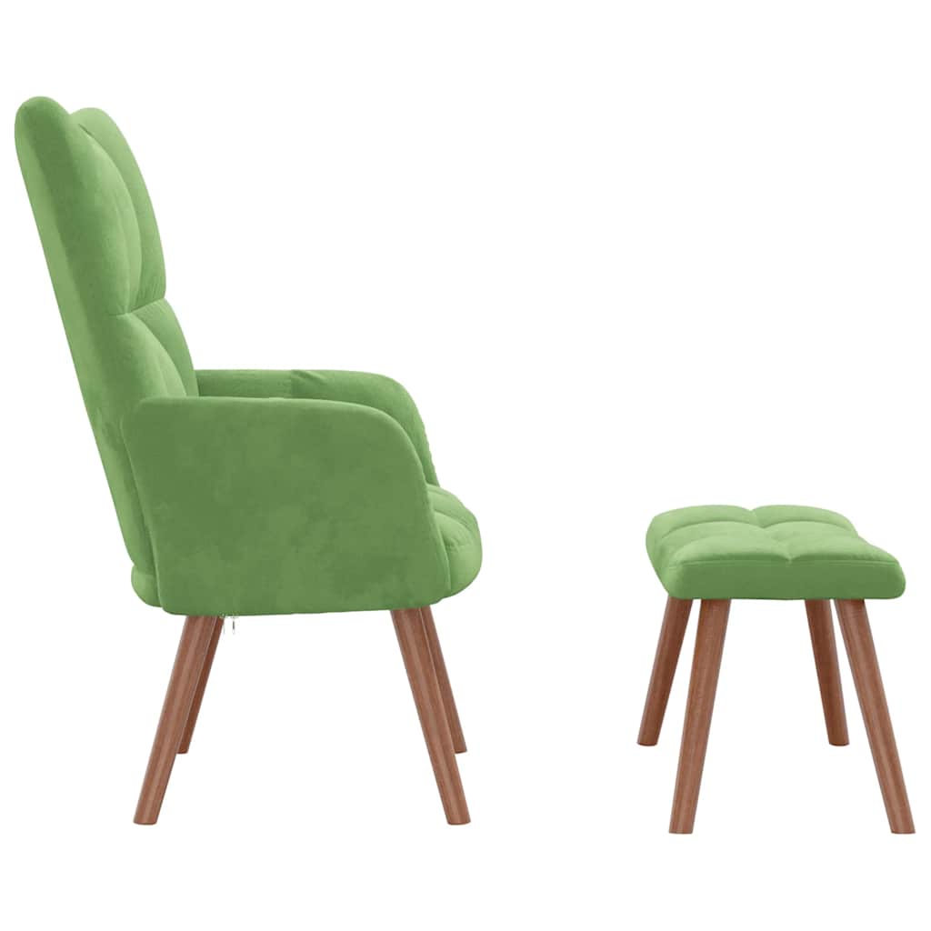 Relaxstoel met voetenbank fluweel lichtgroen is nu te koop bij PeponiXL, paradijselijk wonen!