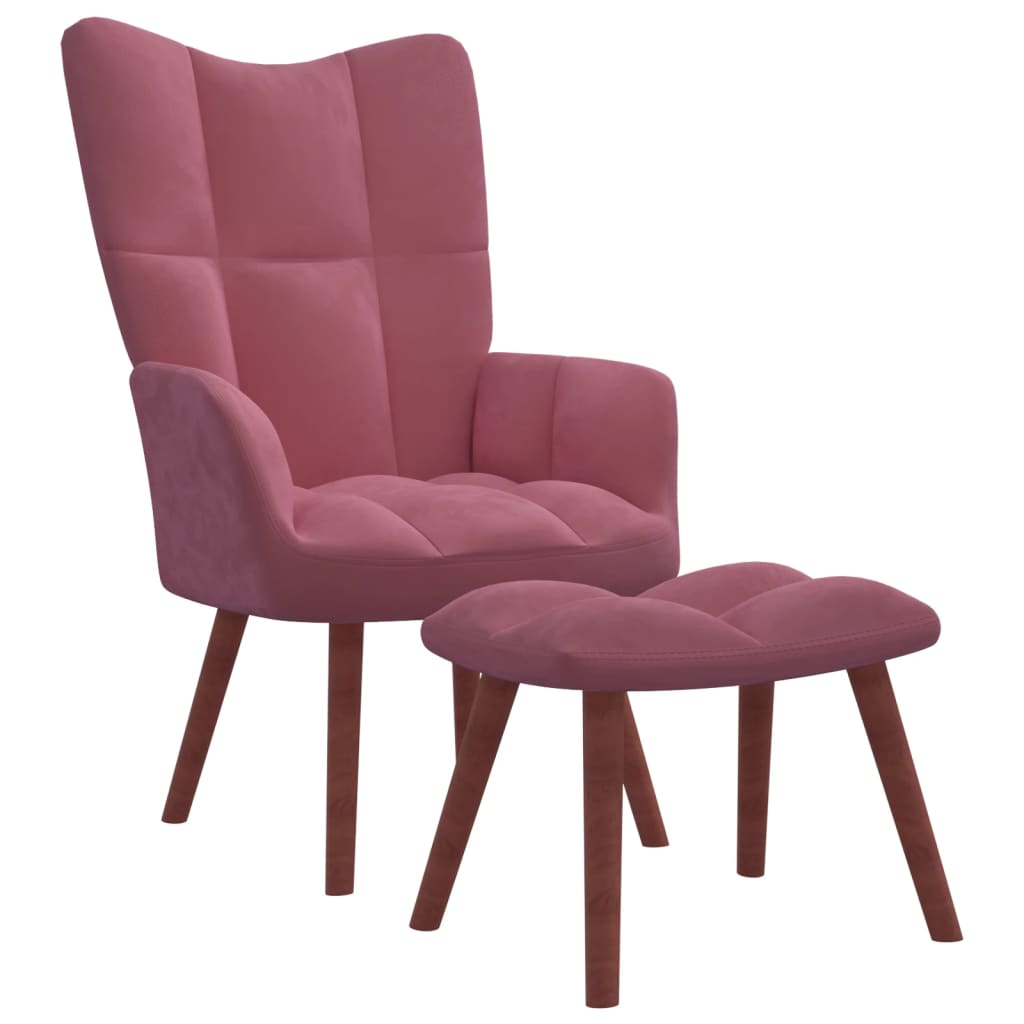 Relaxstoel met voetenbank fluweel roze is nu te koop bij PeponiXL, paradijselijk wonen!