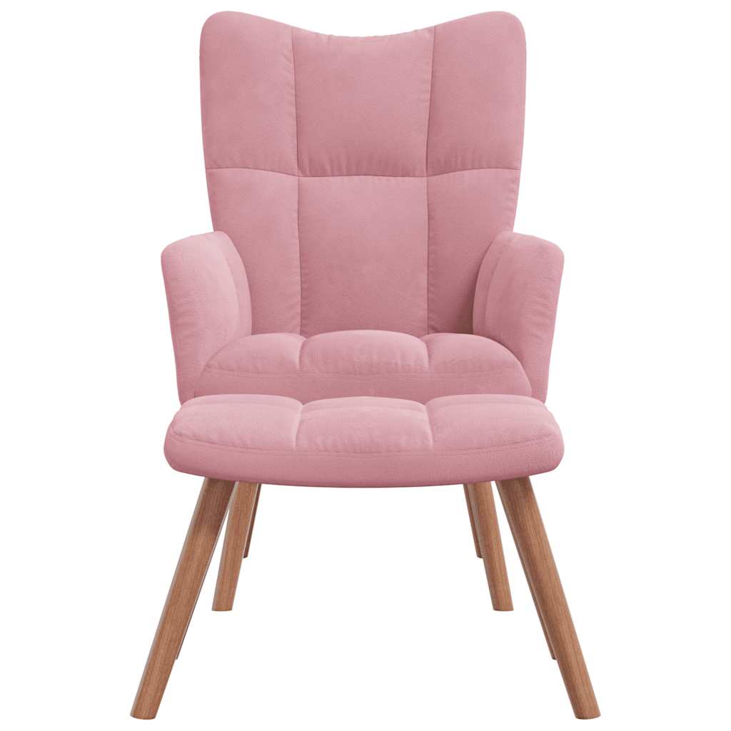 Relaxstoel met voetenbank fluweel roze is nu te koop bij PeponiXL, paradijselijk wonen!