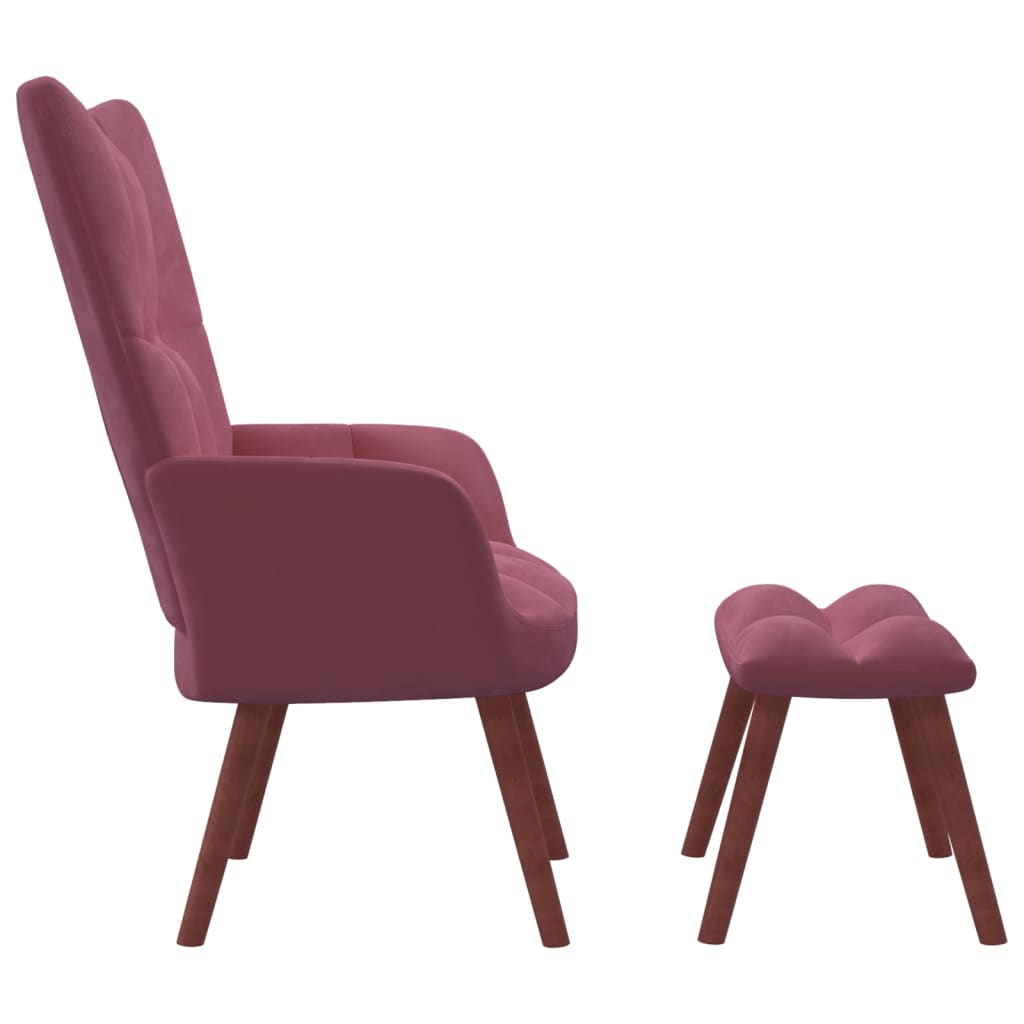 Relaxstoel met voetenbank fluweel roze is nu te koop bij PeponiXL, paradijselijk wonen!