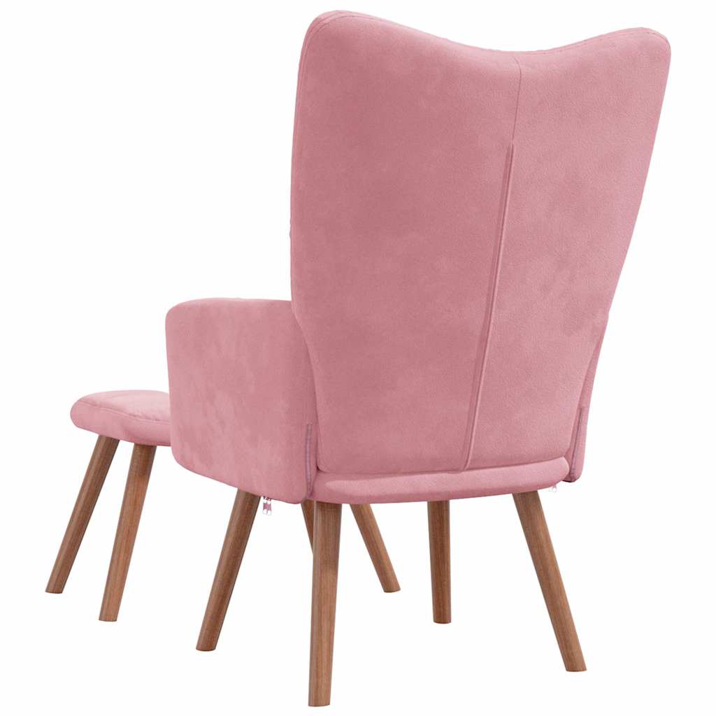 Relaxstoel met voetenbank fluweel roze is nu te koop bij PeponiXL, paradijselijk wonen!