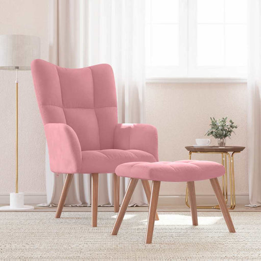Relaxstoel met voetenbank fluweel roze is nu te koop bij PeponiXL, paradijselijk wonen!