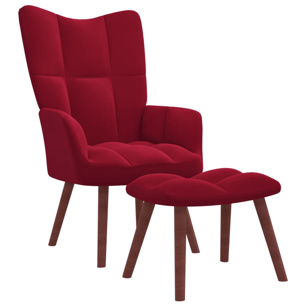 Relaxstoel met voetenbank fluweel wijnrood is nu te koop bij PeponiXL, paradijselijk wonen!