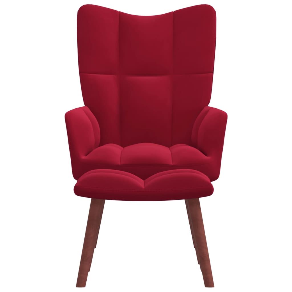 Relaxstoel met voetenbank fluweel wijnrood is nu te koop bij PeponiXL, paradijselijk wonen!