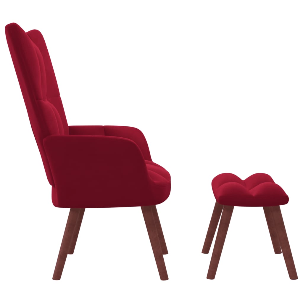 Relaxstoel met voetenbank fluweel wijnrood is nu te koop bij PeponiXL, paradijselijk wonen!
