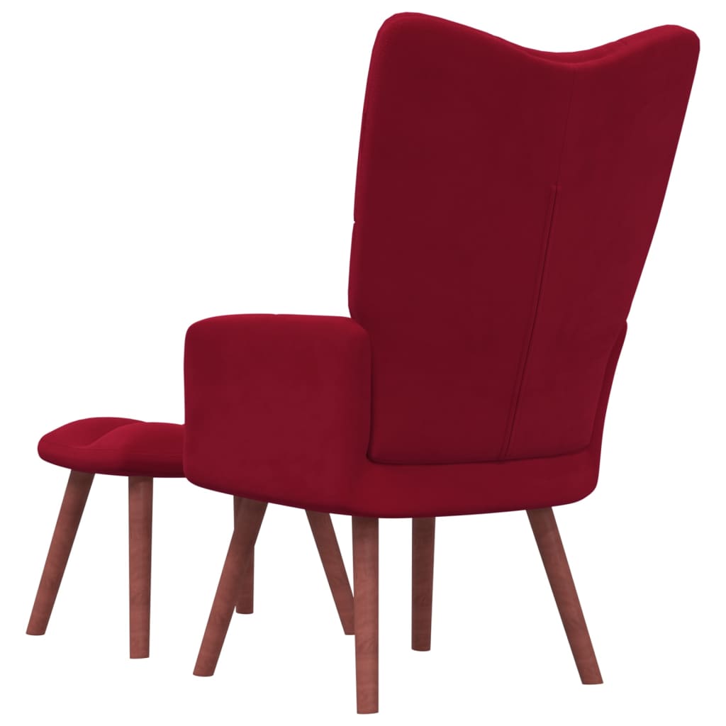Relaxstoel met voetenbank fluweel wijnrood is nu te koop bij PeponiXL, paradijselijk wonen!