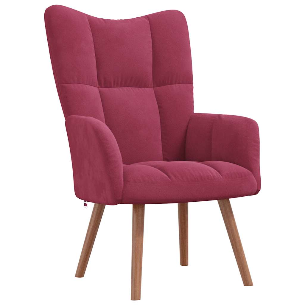 Relaxstoel met voetenbank fluweel wijnrood is nu te koop bij PeponiXL, paradijselijk wonen!
