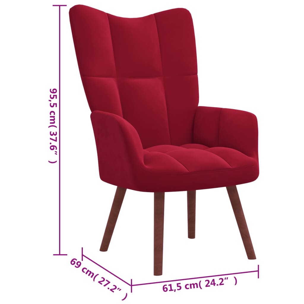 Relaxstoel met voetenbank fluweel wijnrood is nu te koop bij PeponiXL, paradijselijk wonen!
