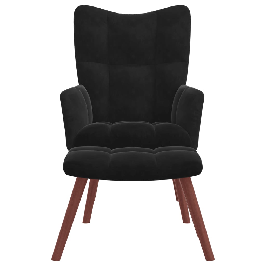 Relaxstoel met voetenbank fluweel zwart is nu te koop bij PeponiXL, paradijselijk wonen!
